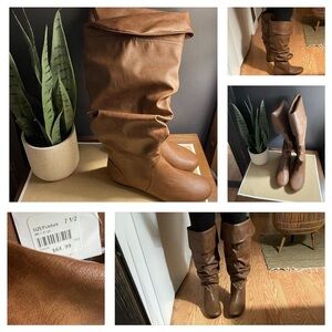 **SOLD** Size 7.5 Wide Calf Camel colour Boots “Lower East Side” brand. BNWT